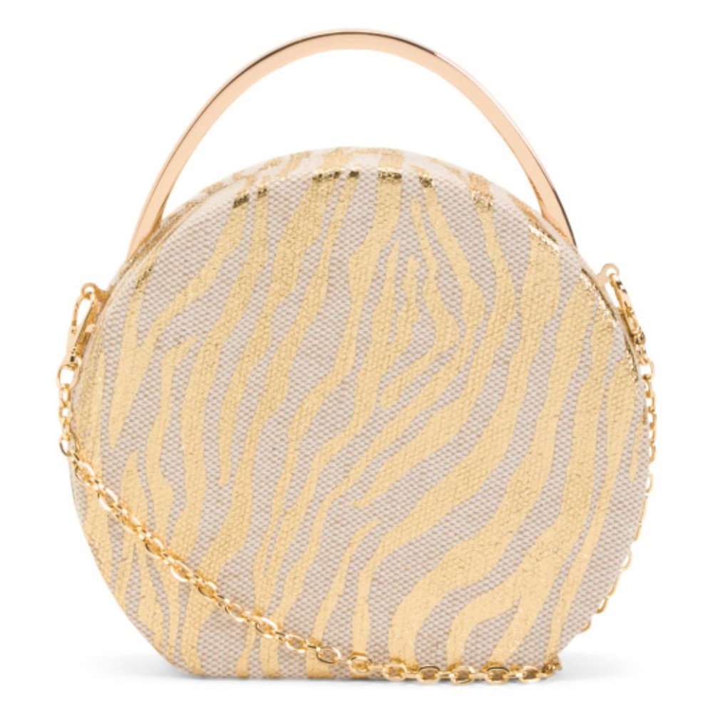 Urban Tiger Print Linen Top Handle Round bag - Picture 2 of 3
